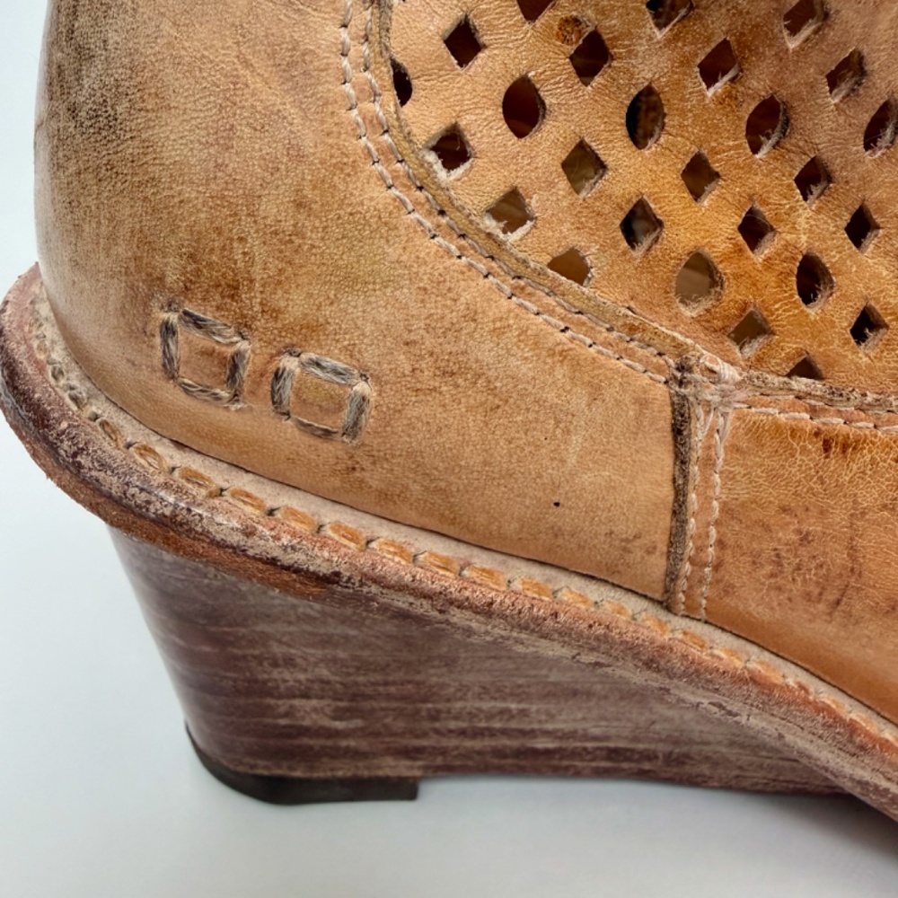 BED|STU Leather Wedge Ankle Boots Perforated Side Zip Women’s 7 Bed Stu - Picture 4 of 12